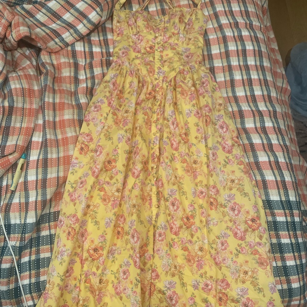 House of CB Floral Yellow Midi Dress